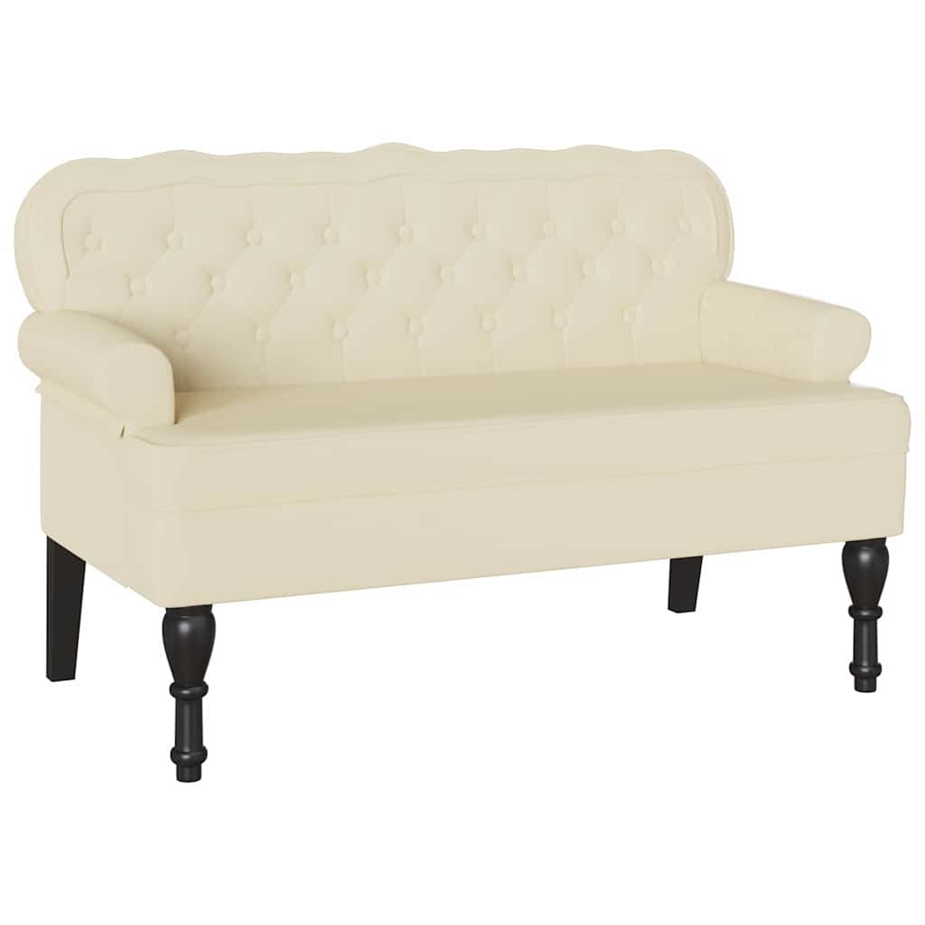Panca Chesterfield Crema 119,5 x 64,5 x 75 cm Pelle Sintetica