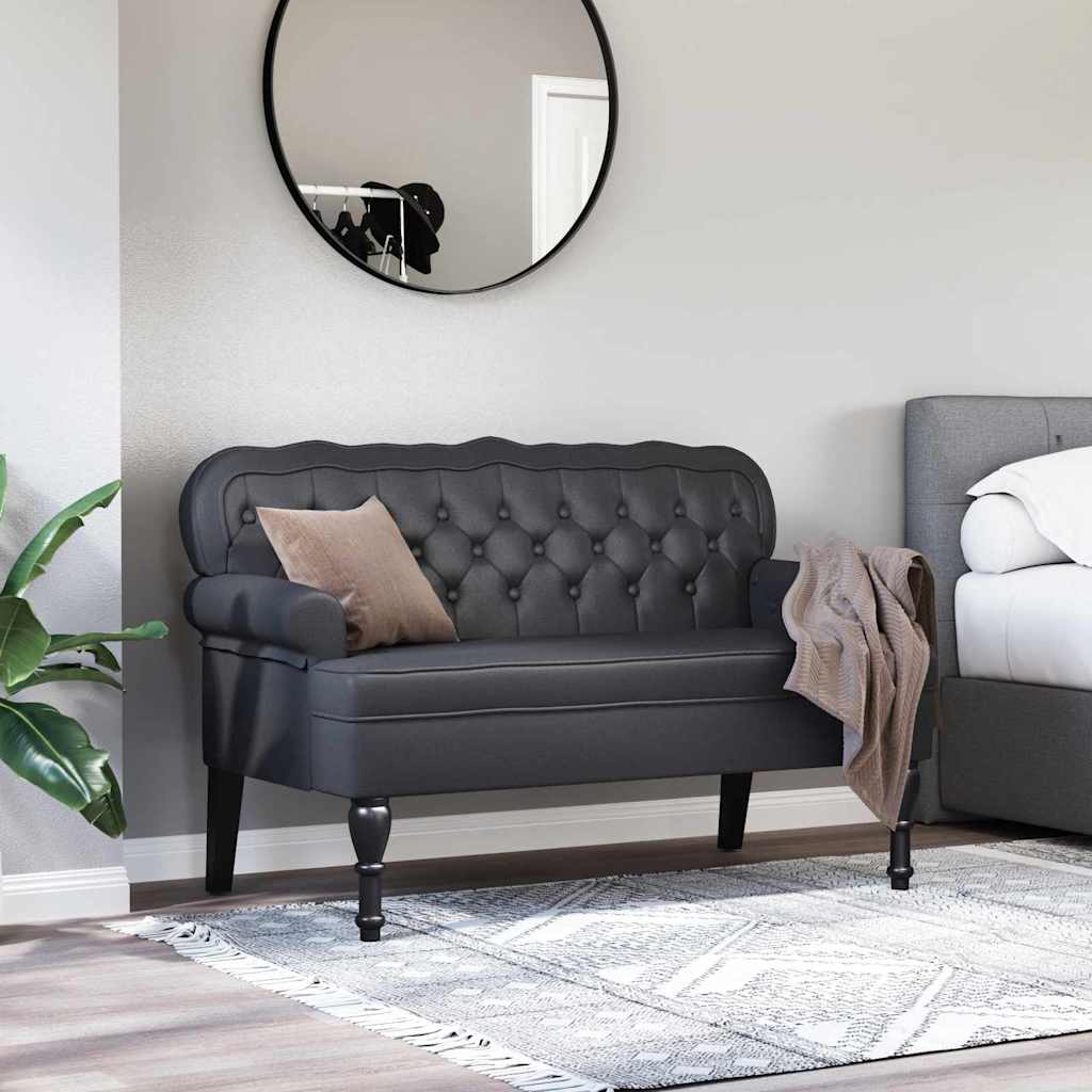 Panca Chesterfield Nero 119,5 x 64,5 x 75 cm Pelle Sintetica