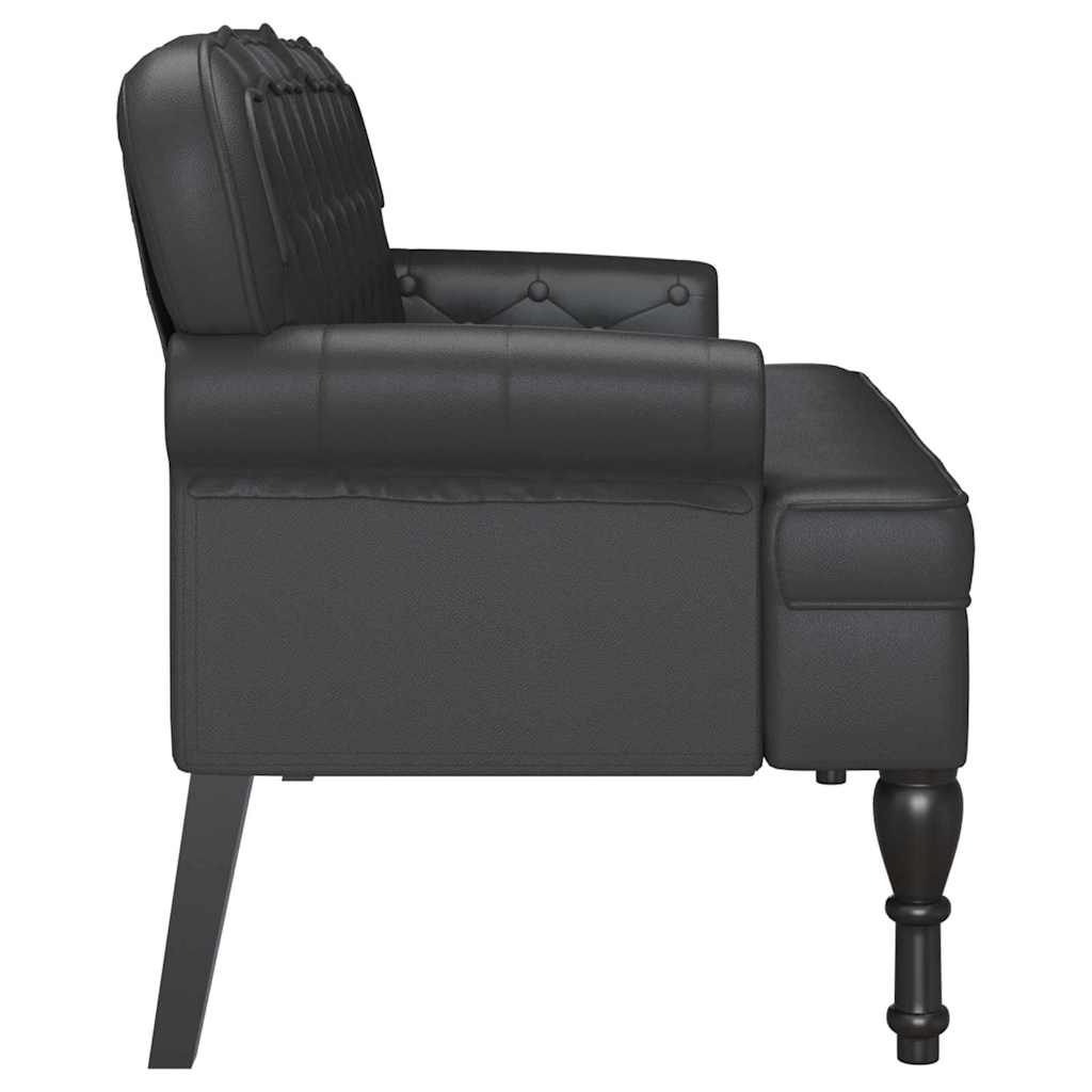 Panca Chesterfield Nero 119,5 x 64,5 x 75 cm Pelle Sintetica