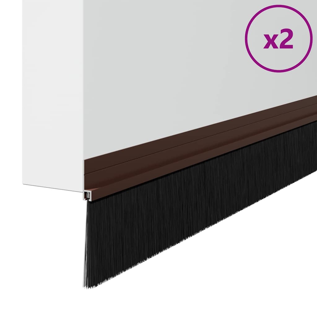 Spazzole per porte autoadesive 2 pcs Marrone 100 cm