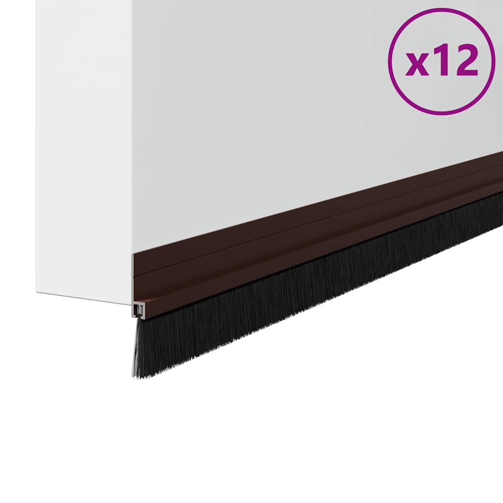 Spazzole per porte autoadesive 12 pcs Marrone 100 cm