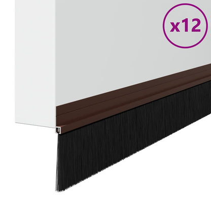 Spazzole per porte autoadesive 12 pcs Marrone 100 cm