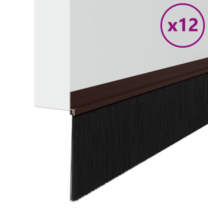 Spazzole per porte autoadesive 12 pcs Marrone 100 cm