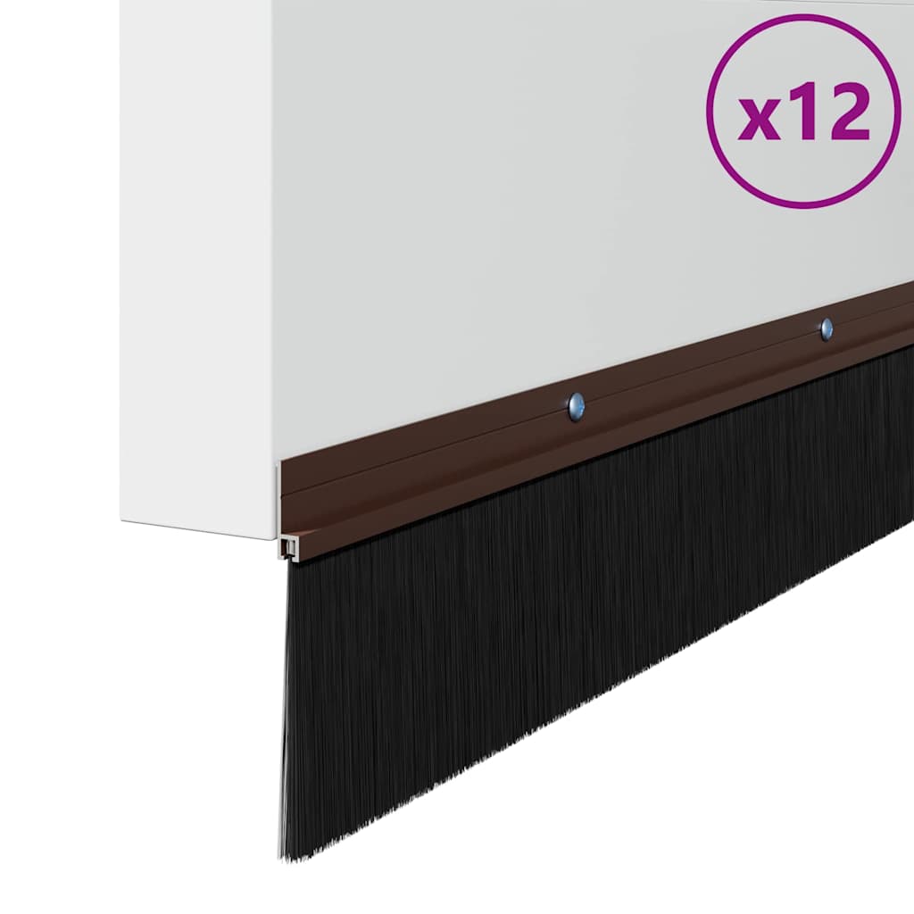 Spazzole per porte a vite 12 pcs Marrone 100 cm
