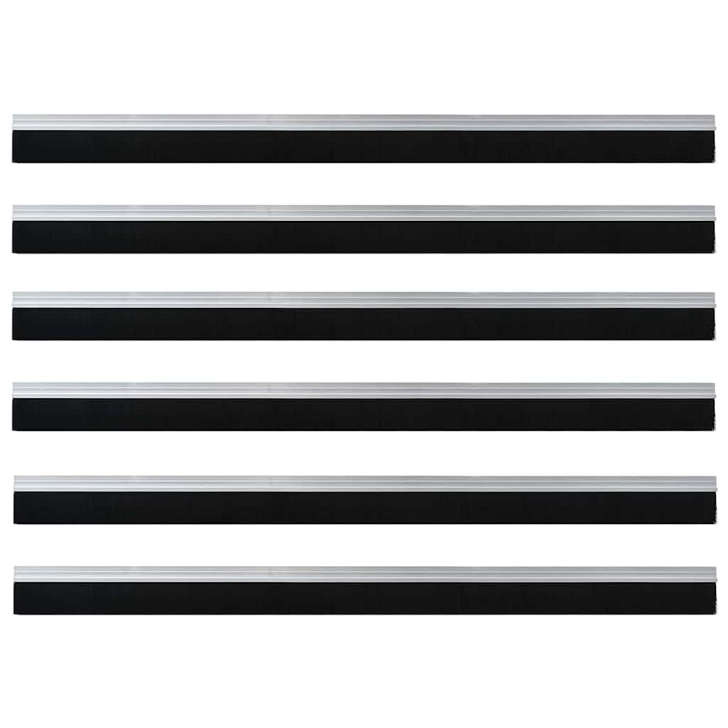 Spazzole per porte autoadesive 6 pcs Argento 100 cm