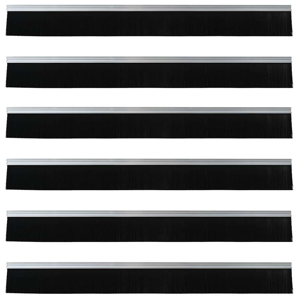 Spazzole per porte autoadesive 6 pcs Argento 100 cm
