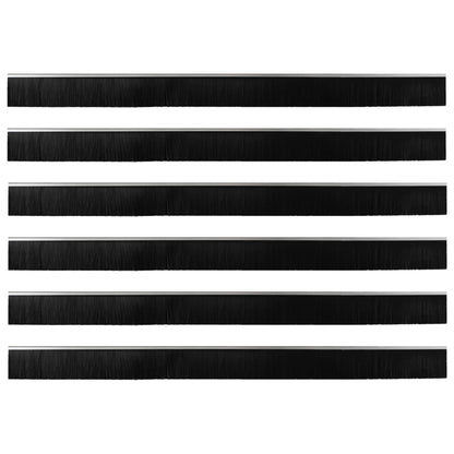Spazzole per porte autoadesive 6 pcs Argento 100 cm