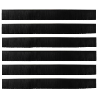 Spazzole per porte autoadesive 6 pcs Argento 100 cm