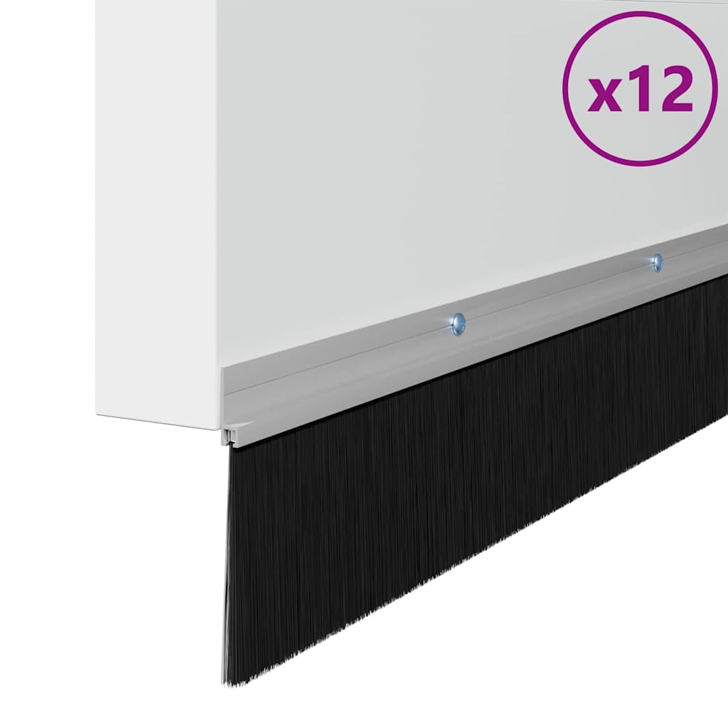 Spazzole per porte a vite 12 pcs Argento 100 cm