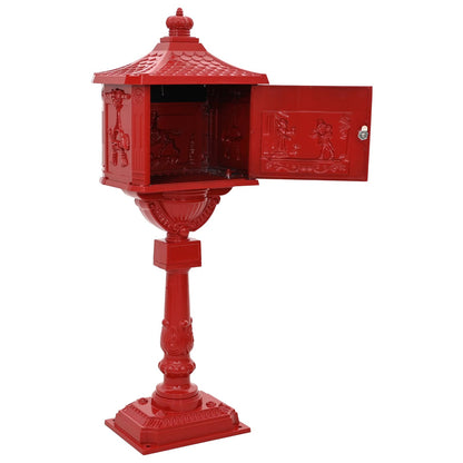 Cassetta Postale Verticale con porta Rosso 42,5 x 29,5 x 117 cm