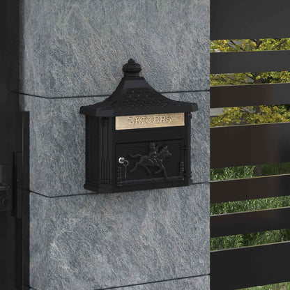 Cassetta Postale da Muro con porta Nero 40,5 x 16 x 45 cm