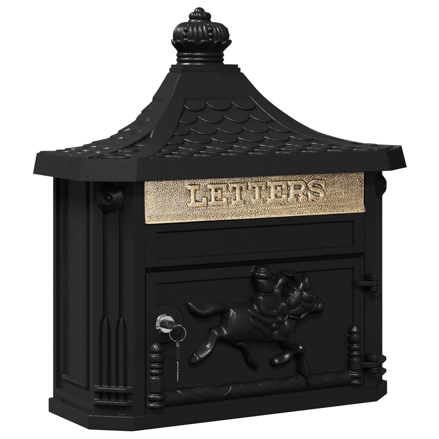 Cassetta Postale da Muro con porta Nero 40,5 x 16 x 45 cm