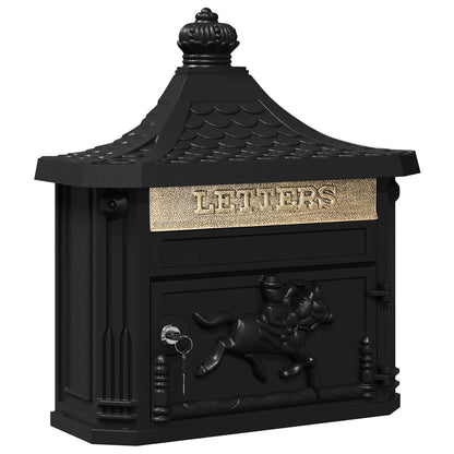 Cassetta Postale da Muro con porta Nero 40,5 x 16 x 45 cm