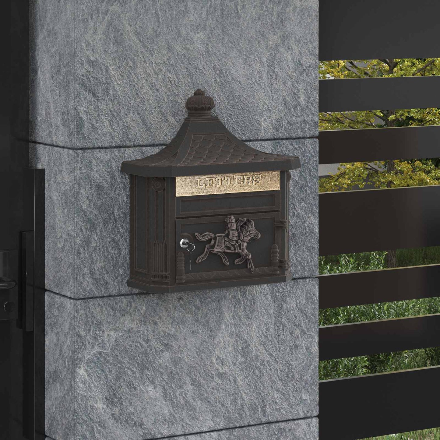 Cassetta Postale da Muro con porta Bronzo 40,5 x 16 x 45 cm
