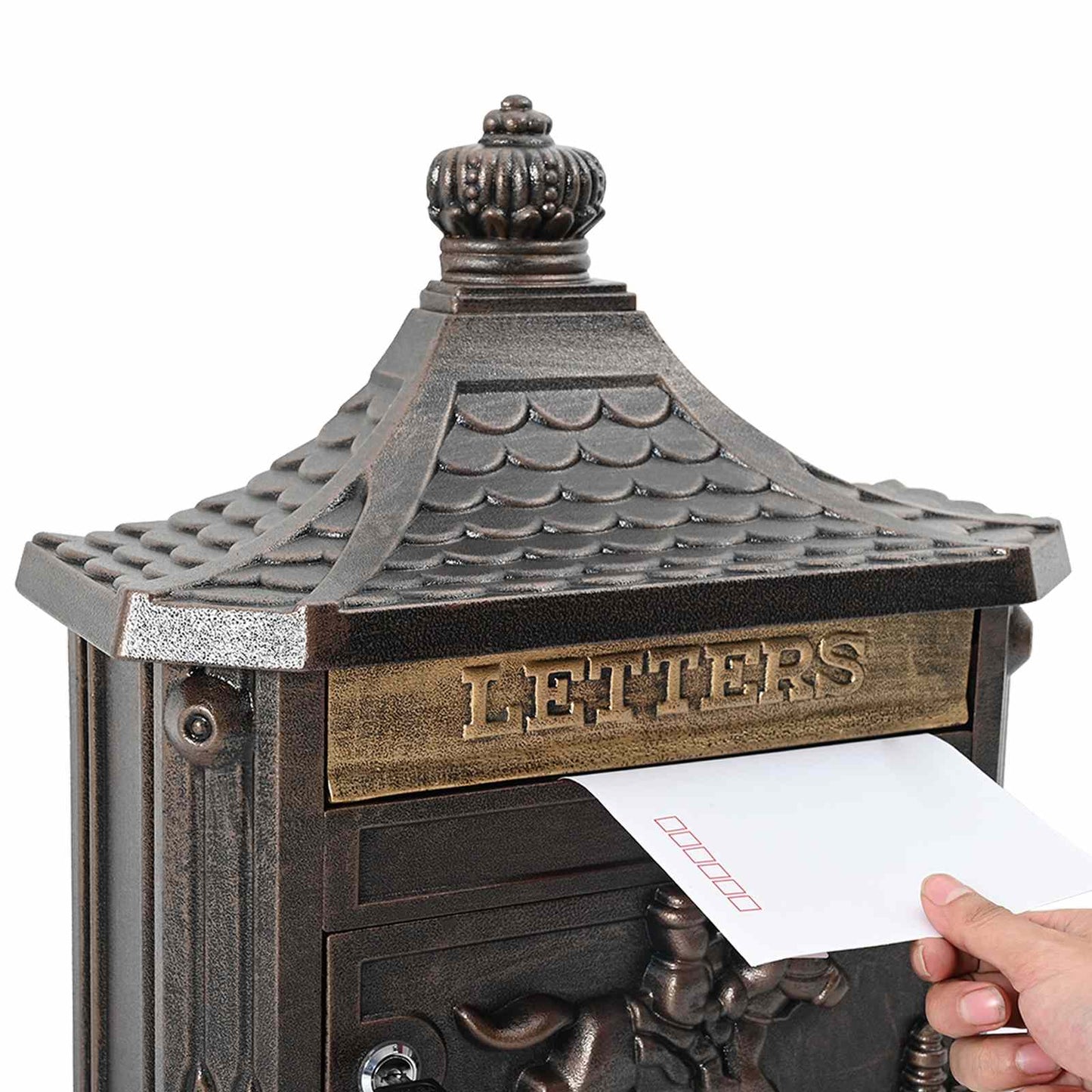 Cassetta Postale da Muro con porta Bronzo 40,5 x 16 x 45 cm