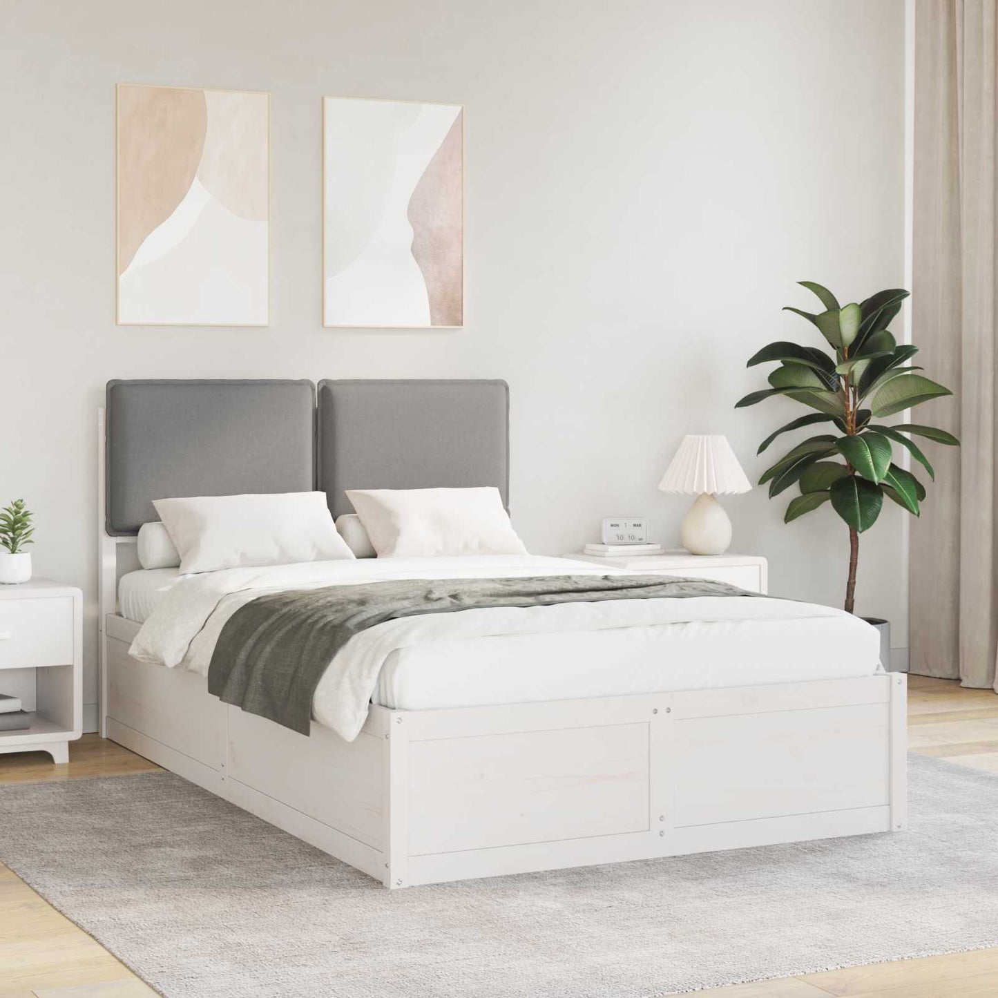 Letto con Testiera Rivestita Grigio chiaro 120 x 200 cm
