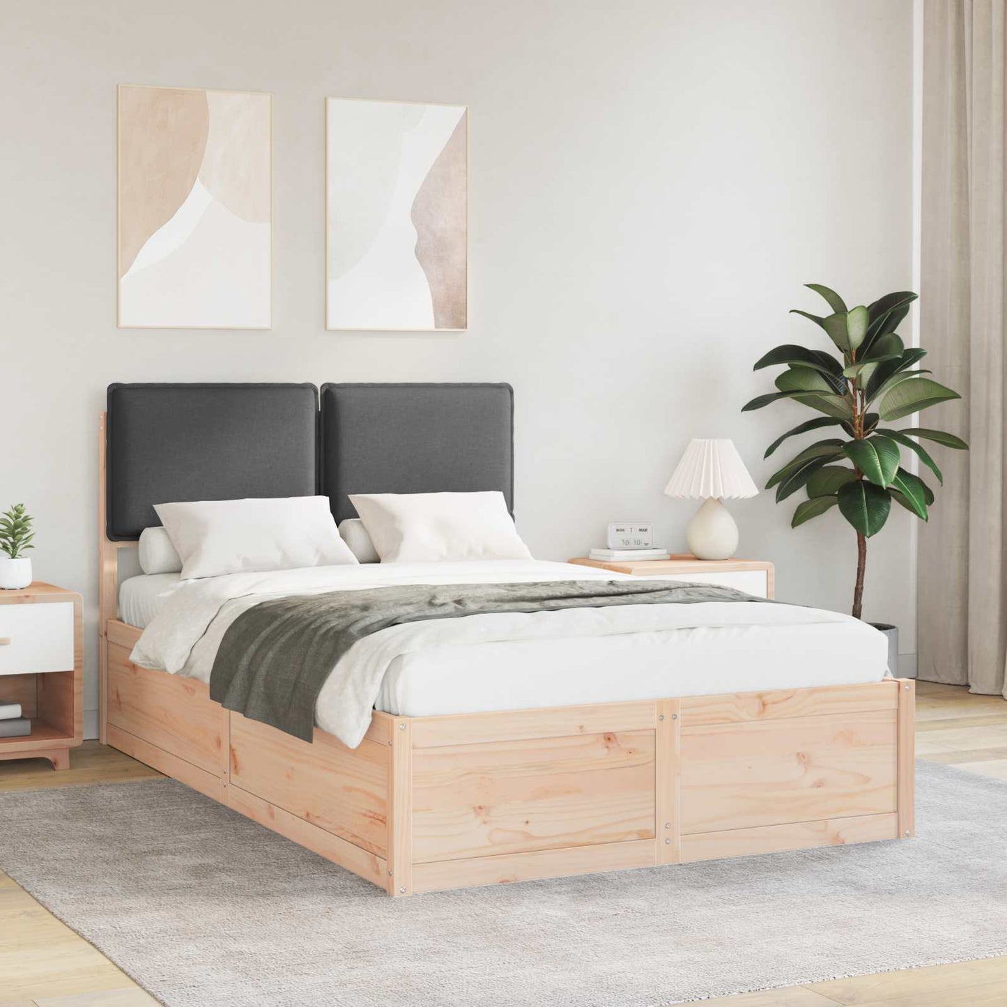 Letto con Testiera Rivestita Grigio scuro 120 x 190 cm