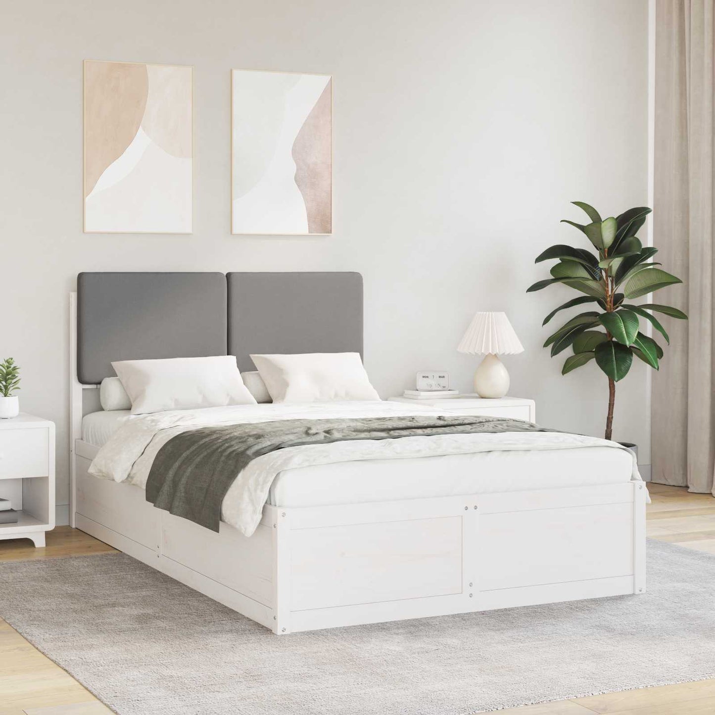 Letto con Testiera Rivestita Grigio chiaro 120 x 200 cm
