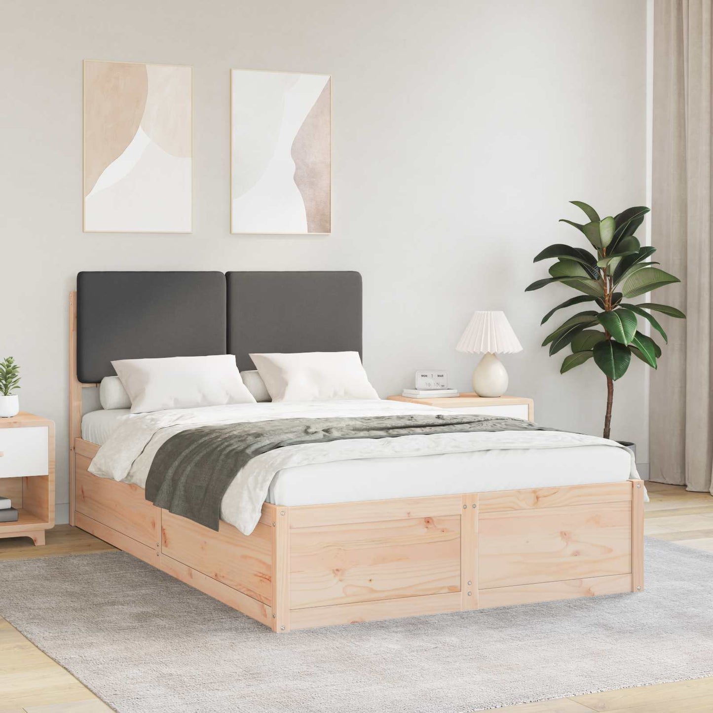 Letto con Testiera Rivestita Grigio scuro 120 x 190 cm