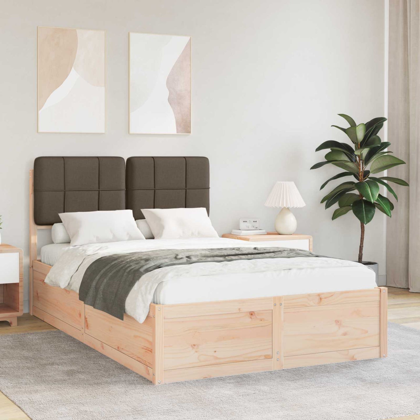Letto con Testiera Rivestita Talpa 120 x 190 cm Pino massello