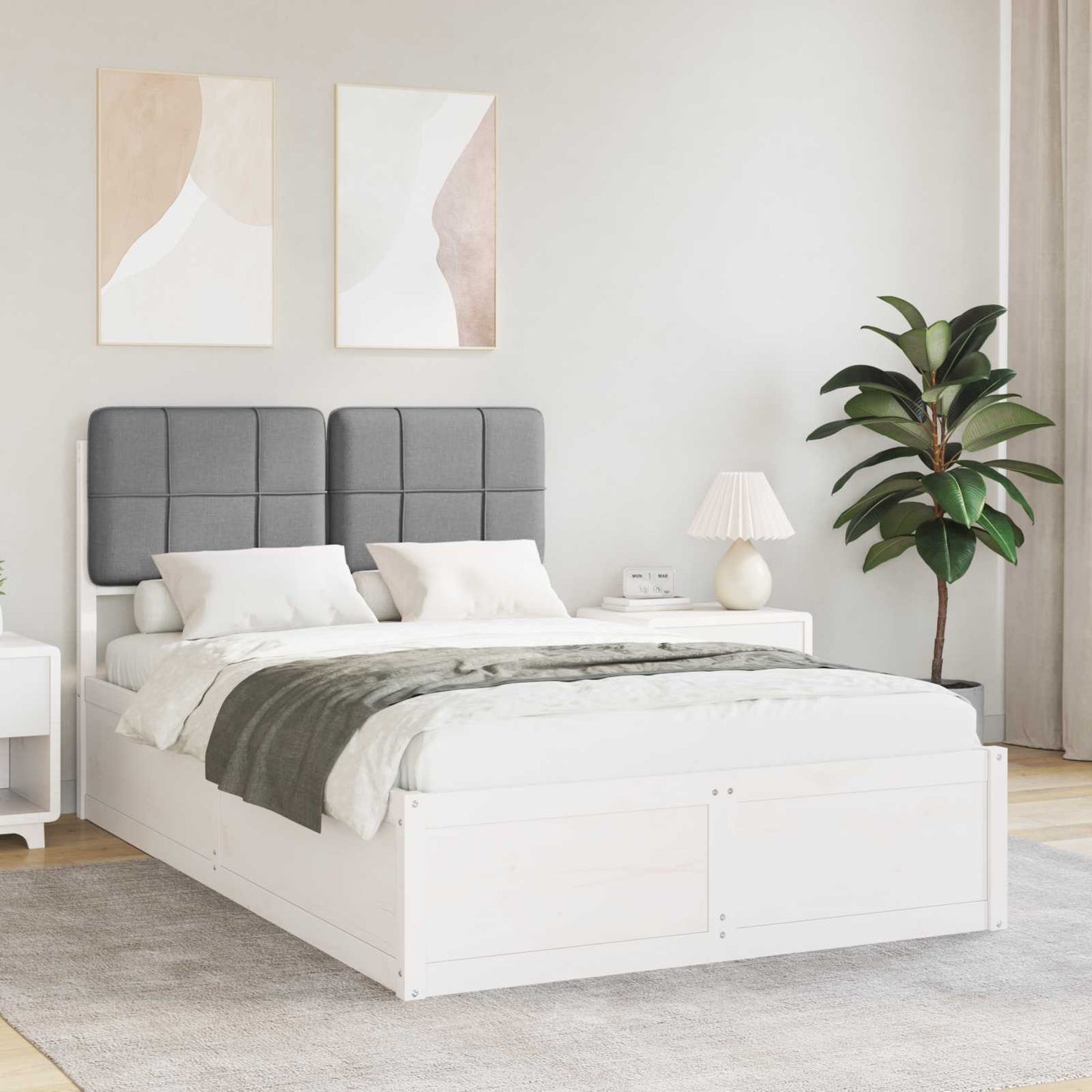 Letto con Testiera Rivestita Grigio chiaro 120 x 190 cm