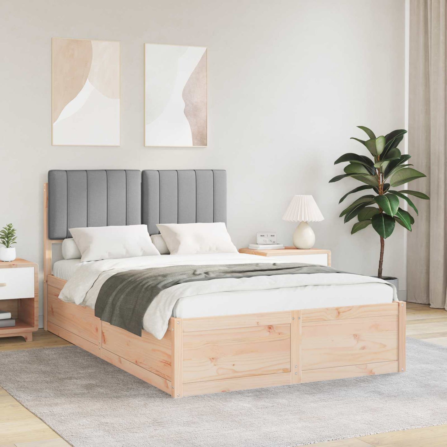 Letto con Testiera Rivestita Grigio chiaro 120 x 200 cm