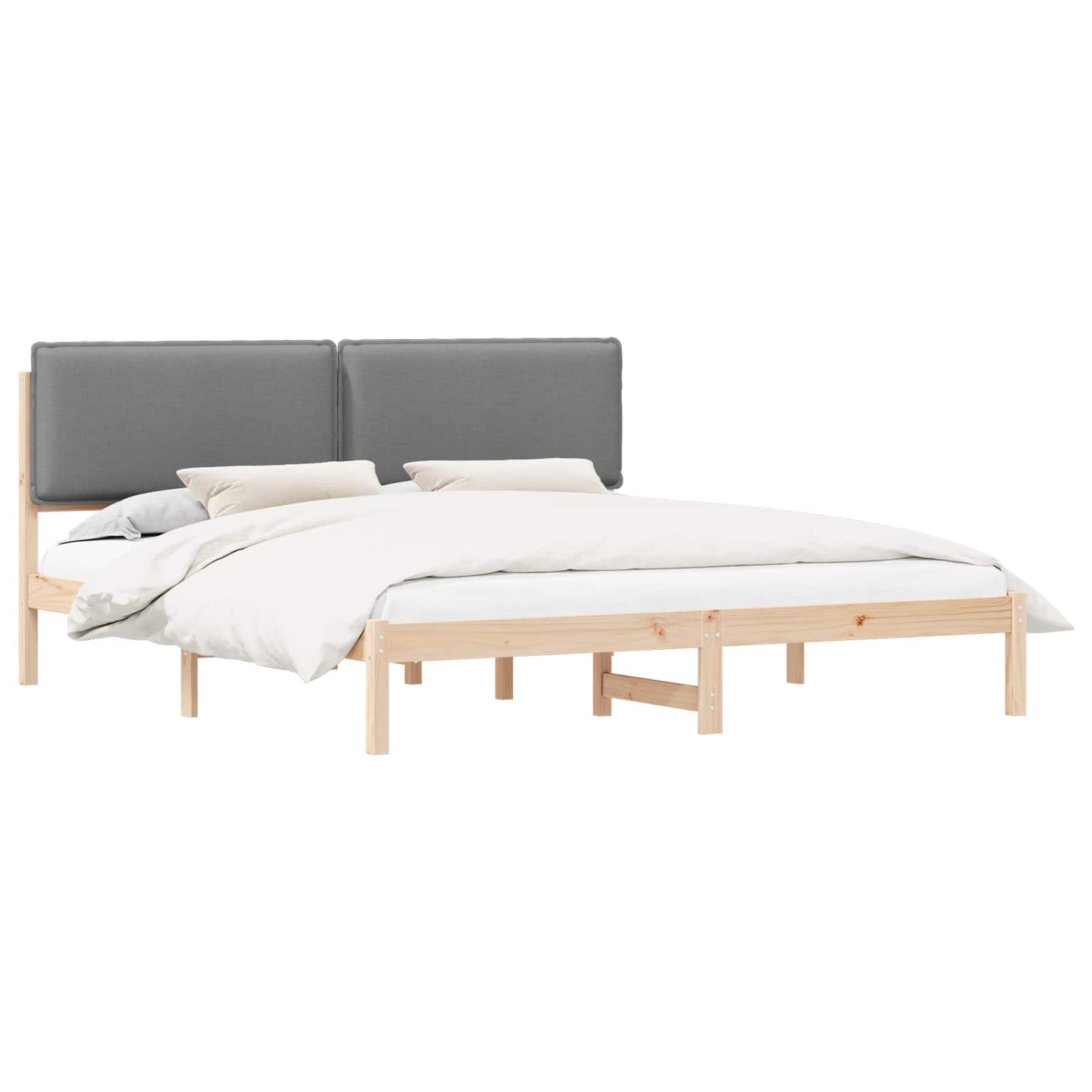 Letto con Testiera Rivestita Grigio chiaro 200 x 200 cm