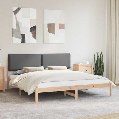 Letto con Testiera Rivestita Grigio scuro 200 x 200 cm