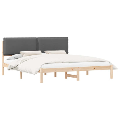 Letto con Testiera Rivestita Grigio scuro 200 x 200 cm