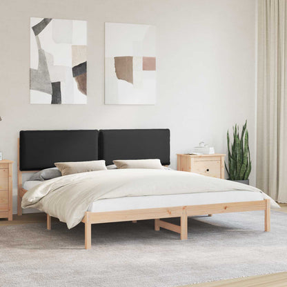 Letto con Testiera Rivestita Nero 200 x 200 cm Pino massello
