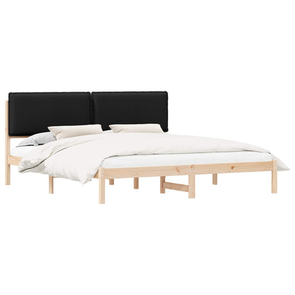 Letto con Testiera Rivestita Nero 200 x 200 cm Pino massello