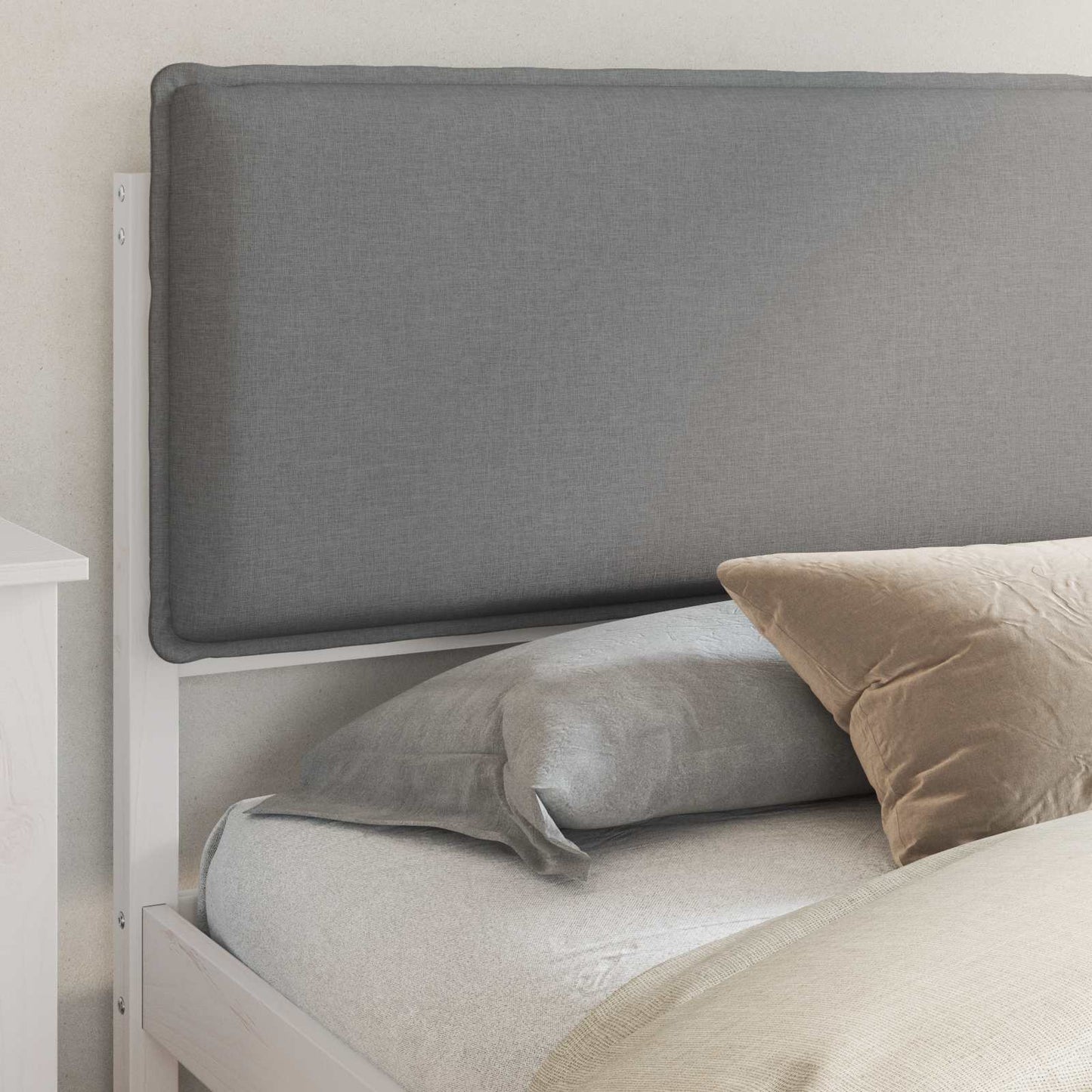 Letto con Testiera Rivestita Grigio chiaro 200 x 200 cm