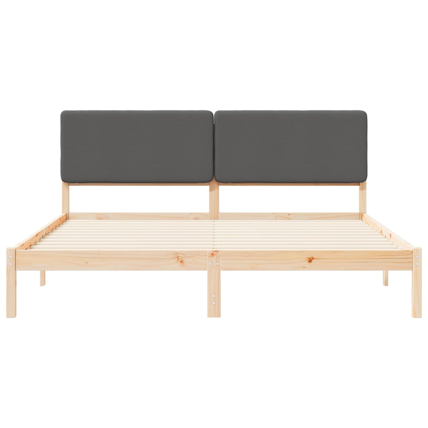 Letto con Testiera Rivestita Grigio scuro 200 x 200 cm