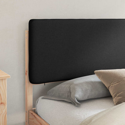 Letto con Testiera Rivestita Nero 200 x 200 cm Pino massello