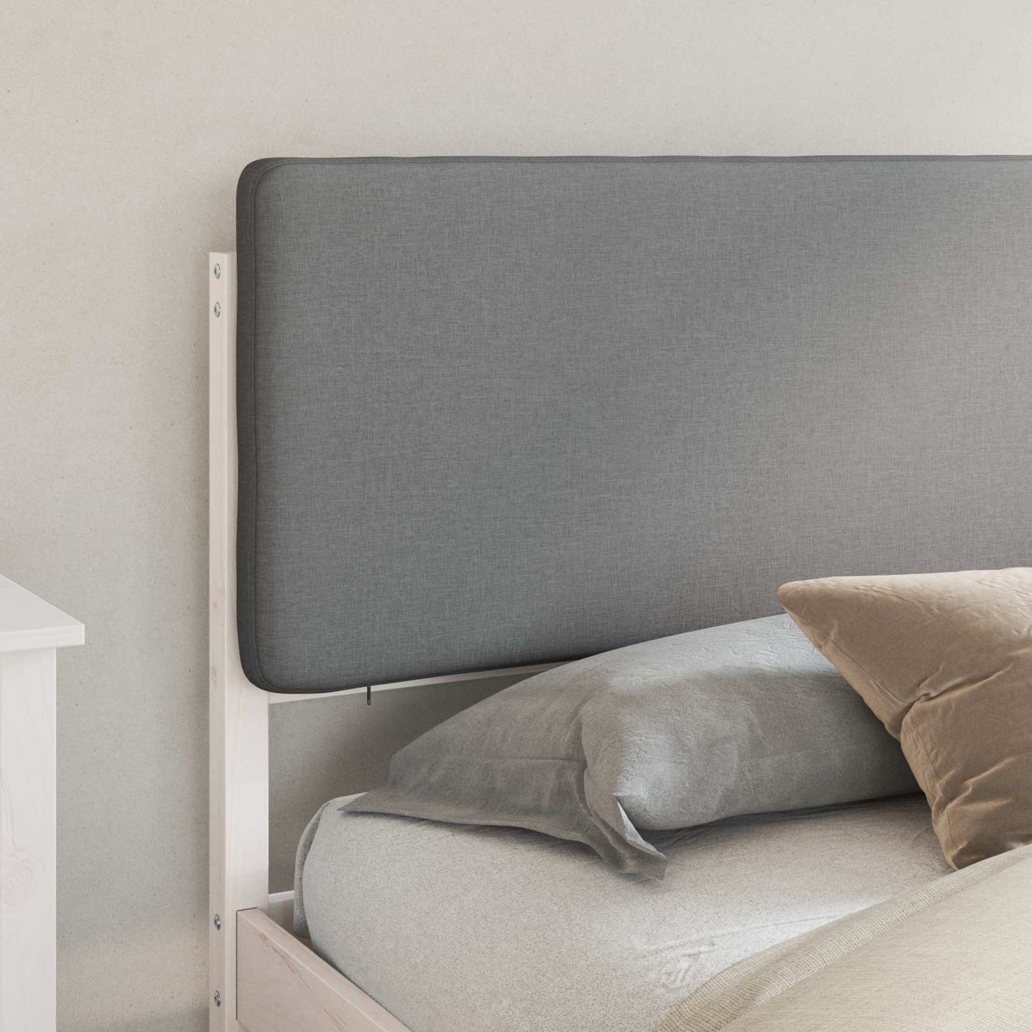 Letto con Testiera Rivestita Grigio chiaro 200 x 200 cm