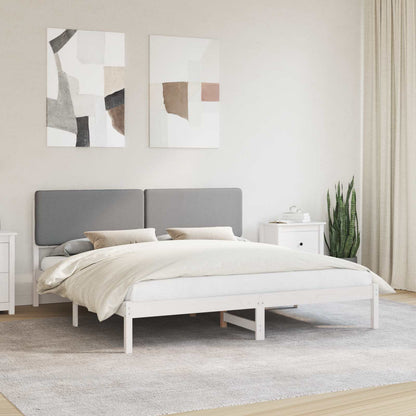 Letto con Testiera Rivestita Grigio chiaro 200 x 200 cm