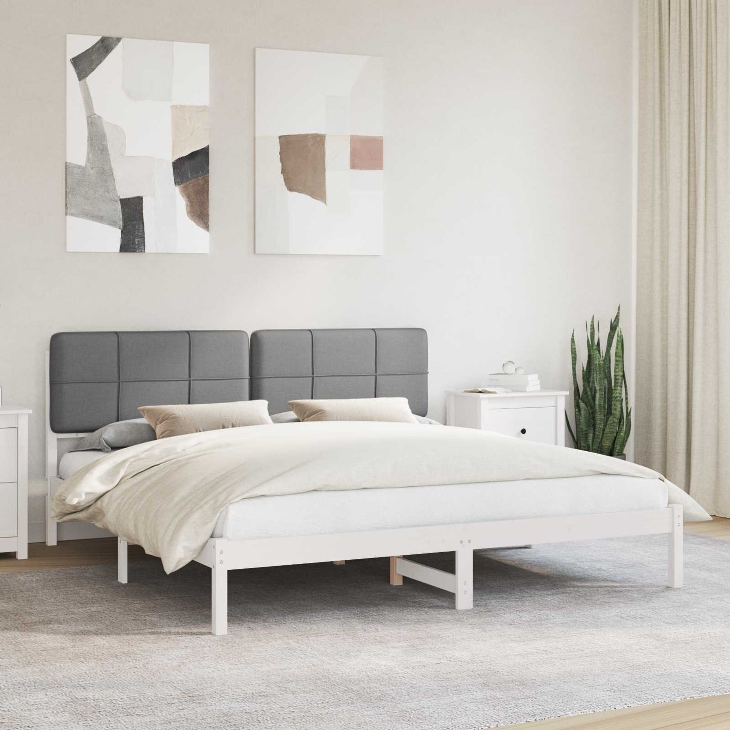 Letto con Testiera Rivestita Grigio scuro 200 x 200 cm