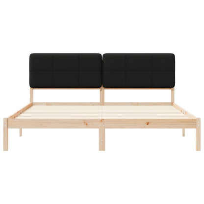 Letto con Testiera Rivestita Nero 200 x 200 cm Pino massello