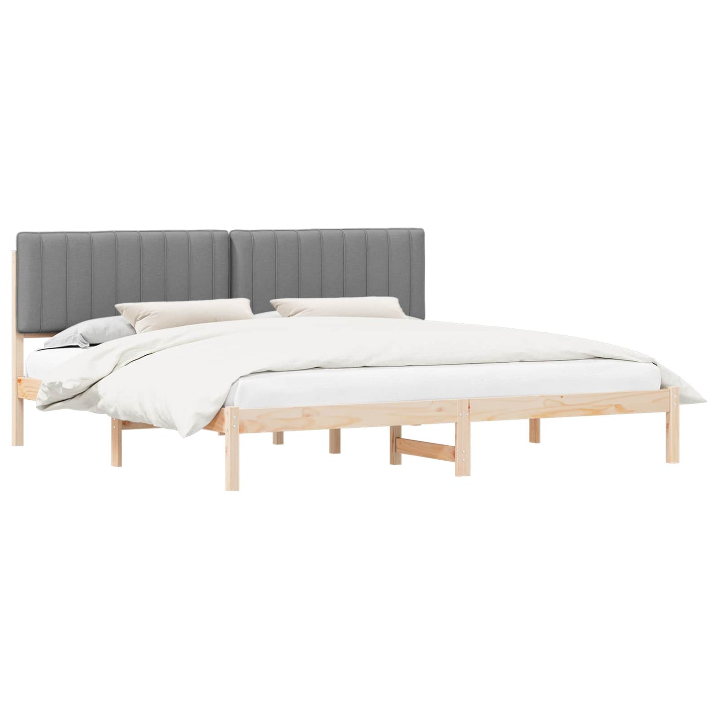 Letto con Testiera Rivestita Grigio chiaro 200 x 200 cm
