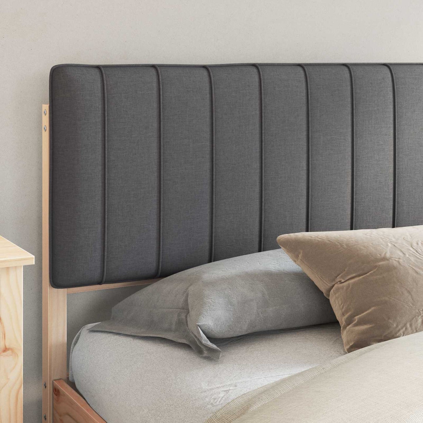 Letto con Testiera Rivestita Grigio scuro 200 x 200 cm