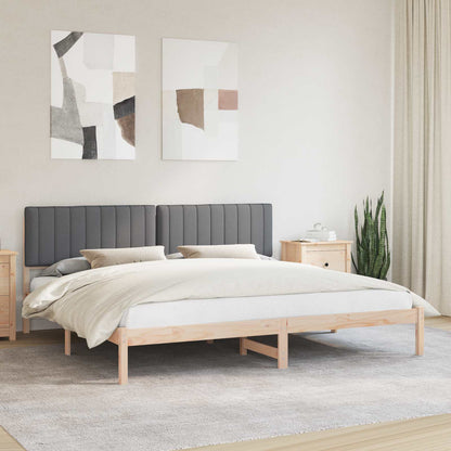 Letto con Testiera Rivestita Grigio scuro 200 x 200 cm