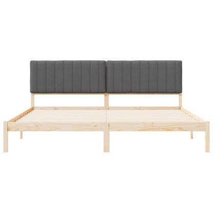 Letto con Testiera Rivestita Grigio scuro 200 x 200 cm