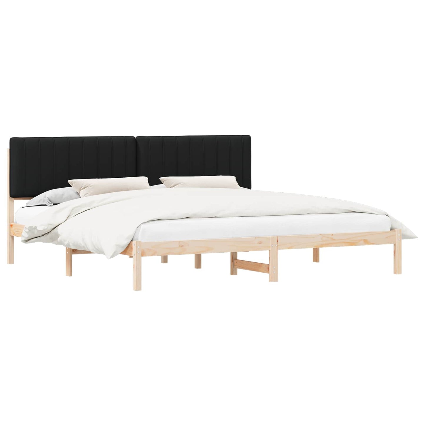 Letto con Testiera Rivestita Nero 200 x 200 cm