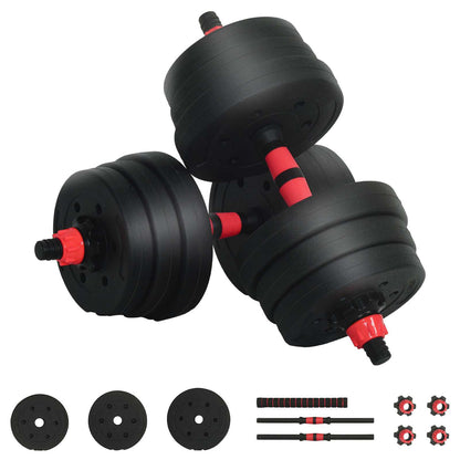 Set Manubri e Bilanciere 2-in-1 30kg Nero e Rosso