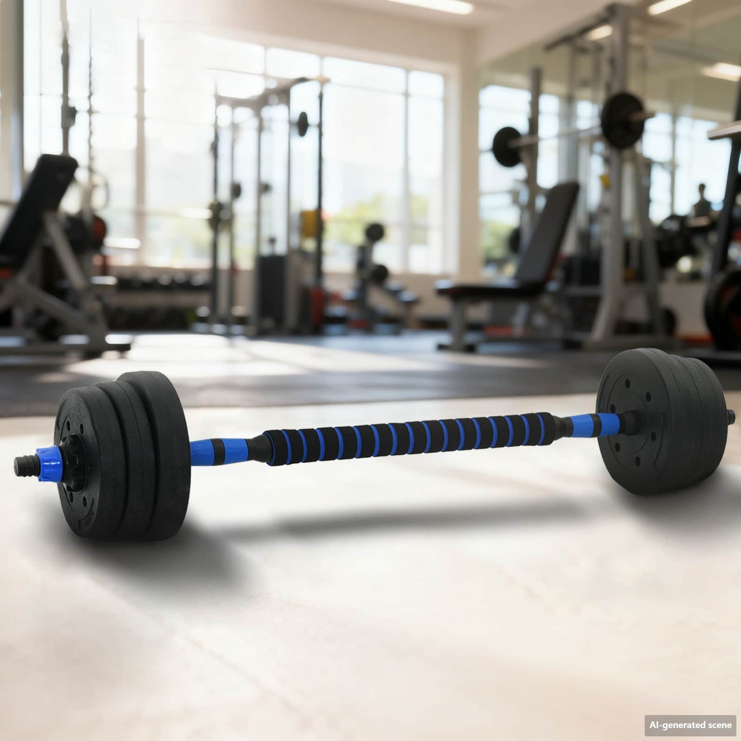 Set Manubri e Bilanciere 2-in-1 30kg Nero e Blu