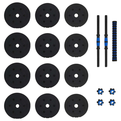 Set Manubri e Bilanciere 2-in-1 30kg Nero e Blu