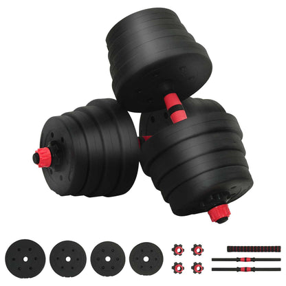 Set Manubri e Bilanciere 2-in-1 30kg Nero e Rosso