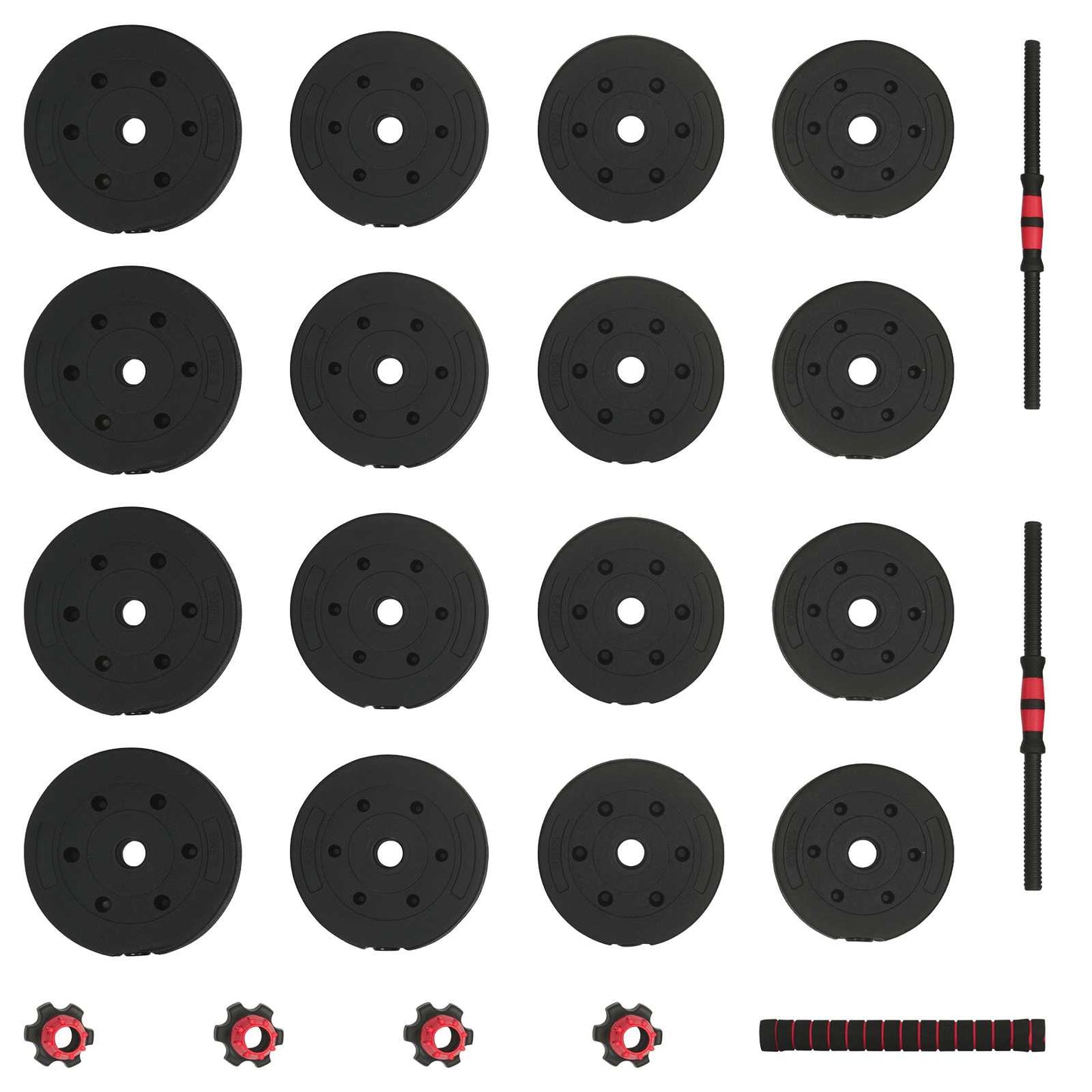 Set Manubri e Bilanciere 2-in-1 30kg Nero e Rosso
