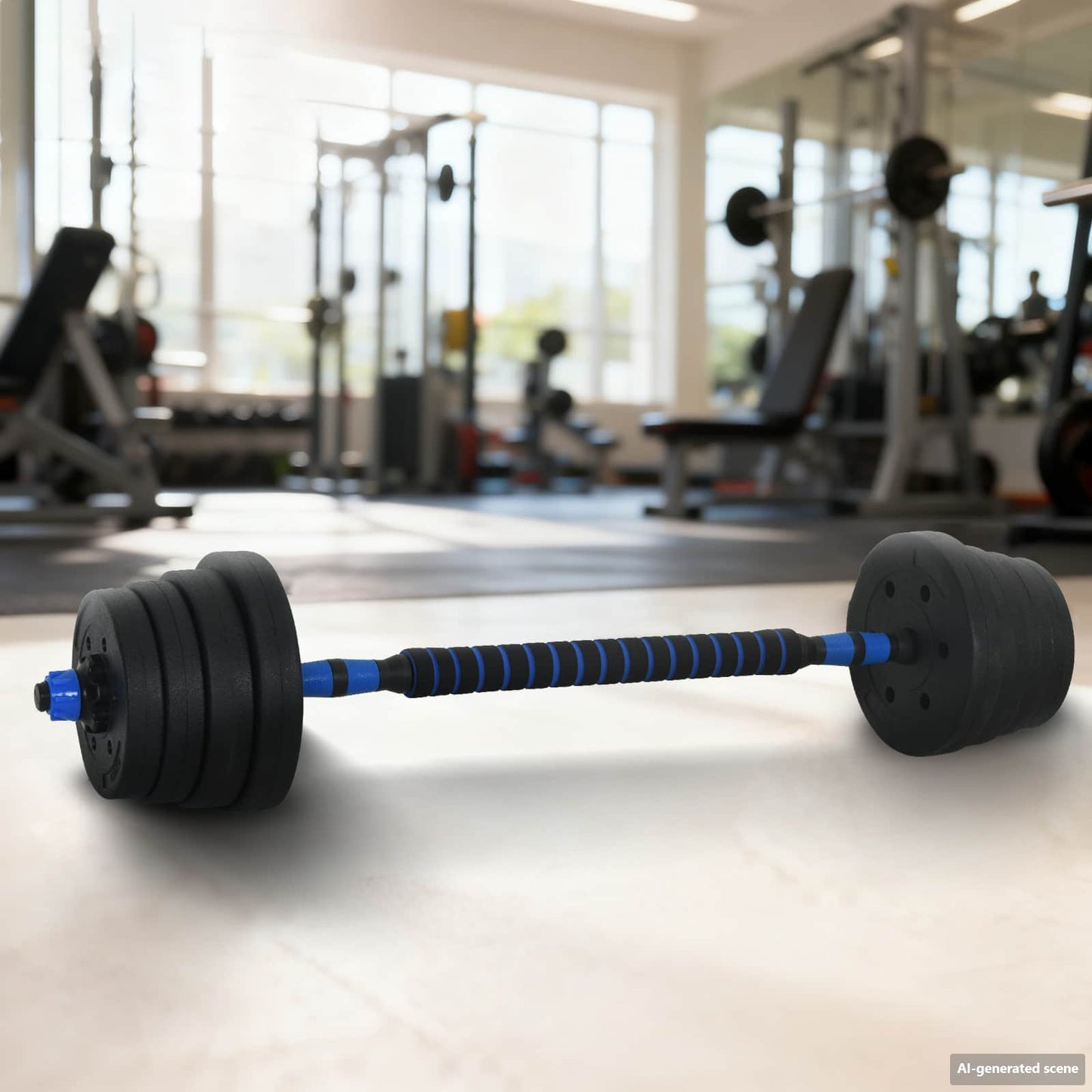 Set Manubri e Bilanciere 2-in-1 30kg Nero e Blu