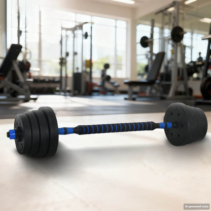 Set Manubri e Bilanciere 2-in-1 30kg Nero e Blu